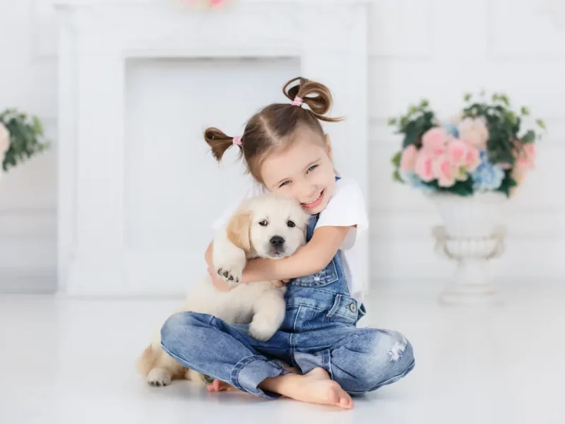 lindo-nino-pequeno-casa-cachorro-perro